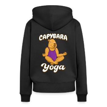 Exercices de yoga Capybara Gymnastique Costume - Sweat à capuche Premium bio Femme - noir - Dos - Julia (174cm)