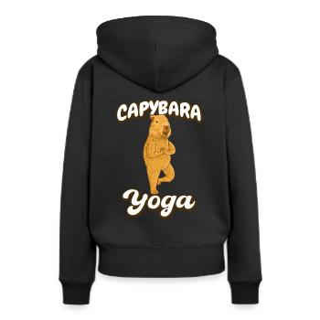 Exercice de yoga Capybara - Sweat à capuche Premium bio Femme - noir - Dos - Julia (174cm)