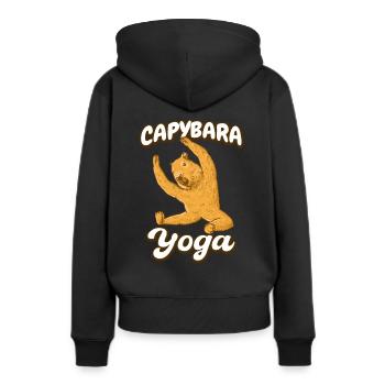 Exercices de yoga Capybara - Sweat à capuche Premium bio Femme - noir - Dos - Julia (174cm)