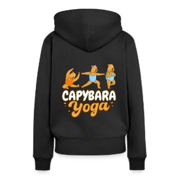Exercices de yoga Capybara - Sweat à capuche Premium bio Femme - noir - Dos - Julia (174cm)