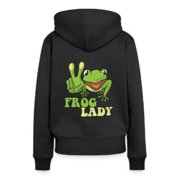 Frog Lady - Frauen Premium Bio Hoodie - Schwarz - Hinten - Julia (174cm)