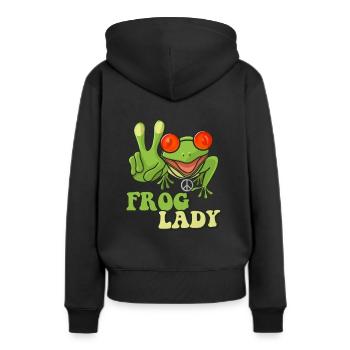 Dame grenouille - Sweat à capuche Premium bio Femme - noir - Dos - Julia (174cm)