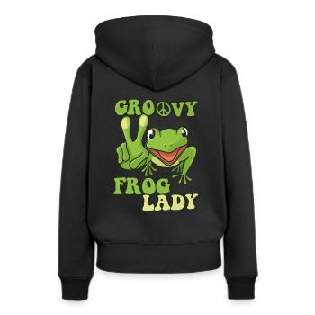 Groovy Frog Lady - Sweat à capuche Premium bio Femme - noir - Dos - Julia (174cm)