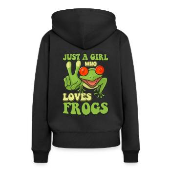 Juste une fille qui aime les grenouilles - Sweat à capuche Premium bio Femme - noir - Dos - Julia (174cm)