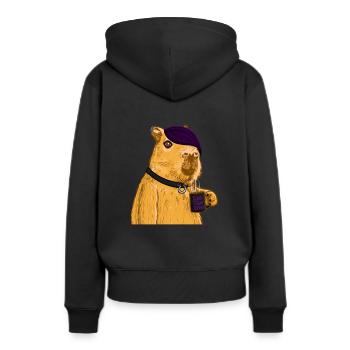 Emo Capybara - Sweat à capuche Premium bio Femme - noir - Dos - Julia (174cm)