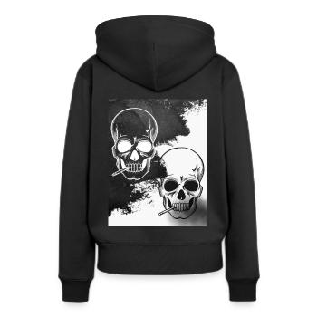 Smoking Skeletton - Frauen Premium Bio Hoodie - Schwarz - Hinten - Julia (174cm)