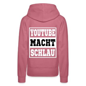 Youtube macht schlau - Frauen Premium Bio Hoodie - Malve - Hinten - Isabella (175cm)