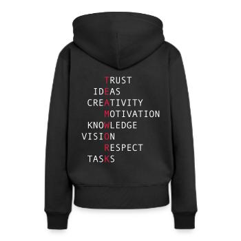 Teamwork - Frauen Premium Bio Hoodie - Schwarz - Hinten - Julia (174cm)