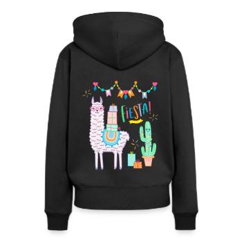 Llama Fiesta pink comic alpaca gift birthday - Women’s Premium Organic Hoodie - black - Back - Julia (174cm)