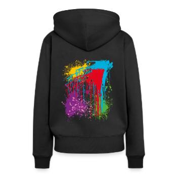 Couleurs, couleurs vives, colorées - Sweat à capuche Premium bio Femme - noir - Dos - Julia (174cm)