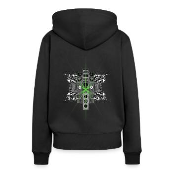 T-shirt Jumpstyle Gabber Laser Hardstyle Authority - Sweat à capuche Premium bio Femme - noir - Dos - Julia (174cm)