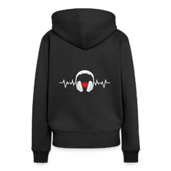 Kopfhoerer Sound Heartbeat Klang Herz Musik - Frauen Premium Bio Hoodie - Schwarz - Hinten - Julia (174cm)
