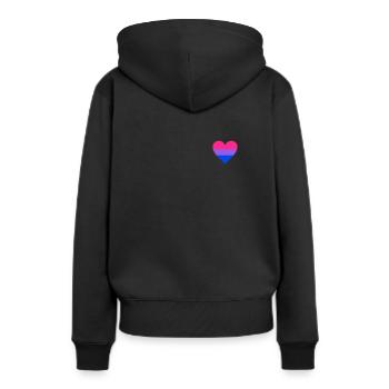 Bi Herz - bisexuelles LGBT CSD - Frauen Premium Bio Hoodie - Schwarz - Hinten - Julia (174cm)