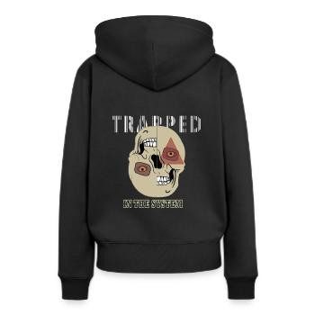 Gefangen im System - Illuminati Auge - Frauen Premium Bio Hoodie - Schwarz - Hinten - Julia (174cm)