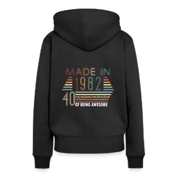1982 geboren Jahrgang Geschenkidee bday - Frauen Premium Bio Hoodie - Schwarz - Hinten - Julia (174cm)