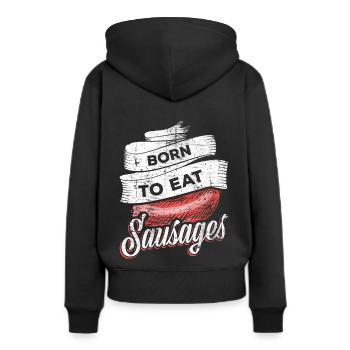 Saucisses - Sweat à capuche Premium bio Femme - noir - Dos - Julia (174cm)
