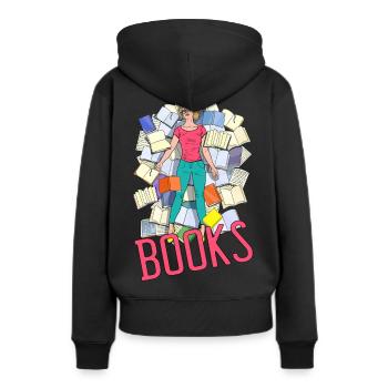 Literatur und die Liebe zum Buch - Frauen Premium Bio Hoodie - Schwarz - Hinten - Julia (174cm)