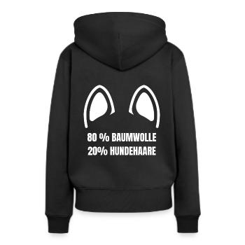 80% BAUMWOLLE 20% HUNDEHAARE - Frauen Premium Bio Hoodie - Schwarz - Hinten - Julia (174cm)