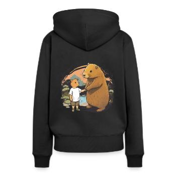 Capybara Fête des mères et des enfants - Sweat à capuche Premium bio Femme - noir - Dos - Julia (174cm)