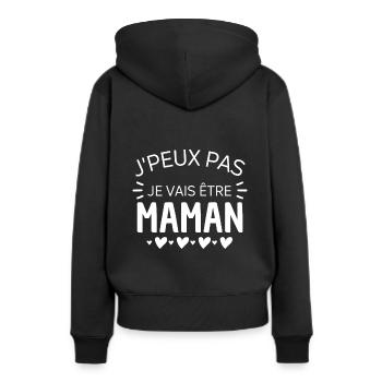 J'peux pas je vais être maman annonce de grossesse - Sweat à capuche Premium bio Femme - noir - Dos - Julia (174cm)