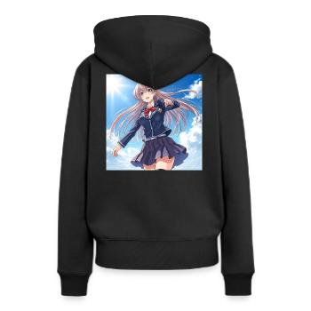 Écolière dans un ciel bleu - Sweat à capuche Premium bio Femme - noir - Dos - Julia (174cm)