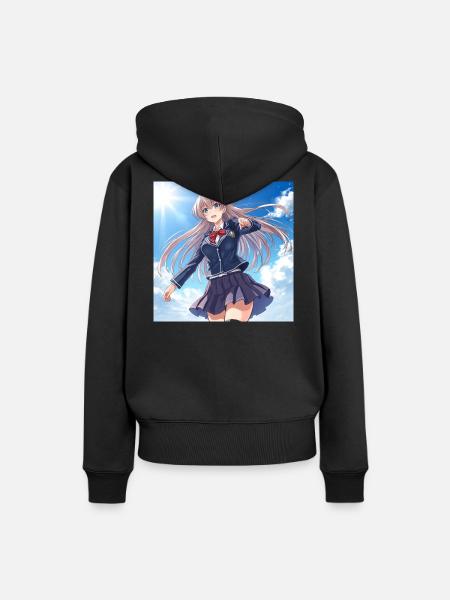 Schulmädchen im blauen Himmel - Frauen Premium Bio Hoodie - Schwarz