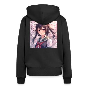 Uniforme scolaire Cherry Blossom - Sweat à capuche Premium bio Femme - noir - Dos - Julia (174cm)
