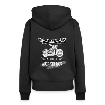 Ein leben ohne Motorrad ist Sinnlos - Frauen Premium Bio Hoodie - Schwarz - Hinten - Julia (174cm)