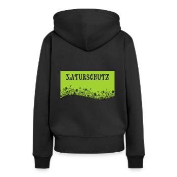 naturschutz - Frauen Premium Bio Hoodie - Schwarz - Hinten - Julia (174cm)