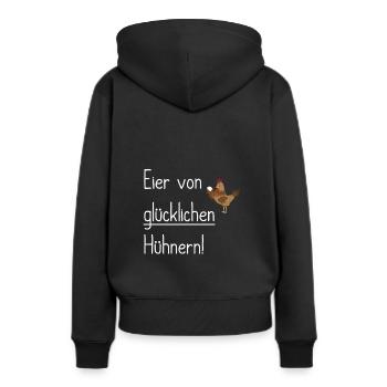Eier von gluecklichen Huehnern Geschenkidee - Frauen Premium Bio Hoodie - Schwarz - Hinten - Julia (174cm)