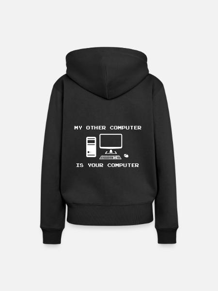 Hacker Mein anderer Computer ist dein Computer - Frauen Premium Bio Hoodie - Schwarz