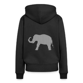 Elephant en bandes - Sweat à capuche Premium bio Femme - noir - Dos - Julia (174cm)