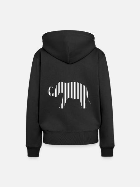 014 - Elefant Streifen - Frauen Premium Bio Hoodie - Schwarz