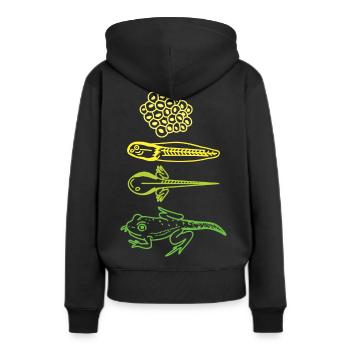 Cycle de vie du têtard grenouille - Sweat à capuche Premium bio Femme - noir - Dos - Julia (174cm)