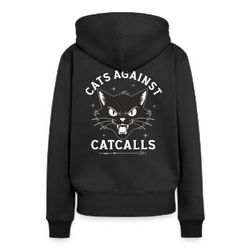 Anti Catcalling Gegen Belästigung Statement Design - Frauen Premium Bio Hoodie - Schwarz - Hinten - Julia (174cm)