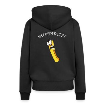 Meckerfritze, schimpfende Pommes - Frauen Premium Bio Hoodie - Schwarz - Hinten - Julia (174cm)