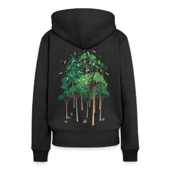 01 Forêt Verte Arbres Feuilles Nature - Sweat à capuche Premium bio Femme - noir - Dos - Julia (174cm)