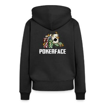 Pokerface Pokern Poker - Frauen Premium Bio Hoodie - Schwarz - Hinten - Julia (174cm)