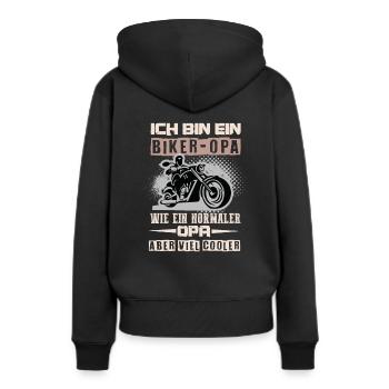 Motard grand-père motocycliste - Sweat à capuche Premium bio Femme - noir - Dos - Julia (174cm)
