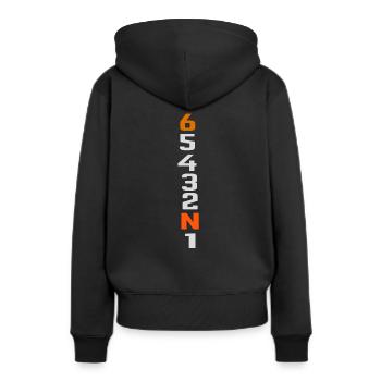 Don de motards pour motards - Sweat à capuche Premium bio Femme - noir - Dos - Julia (174cm)
