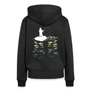Pêche pêche pêche - Sweat à capuche Premium bio Femme - noir - Dos - Julia (174cm)