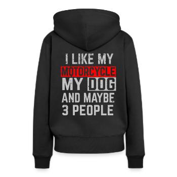 Motard chien chien sort - Sweat à capuche Premium bio Femme - noir - Dos - Julia (174cm)