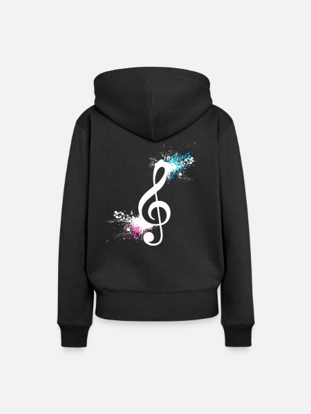 Musiknote Violinschlüssel Musiker Geschenk - Frauen Premium Bio Hoodie - Schwarz