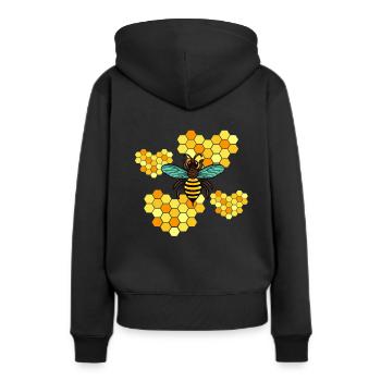 Cadeau d'abeille apiculteur - Sweat à capuche Premium bio Femme - noir - Dos - Julia (174cm)