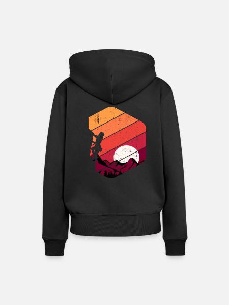 Felsklettern Klettern Retro - Frauen Premium Bio Hoodie - Schwarz