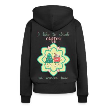 I like coffee in winter - Frauen Premium Bio Hoodie - Schwarz - Hinten - Julia (174cm)