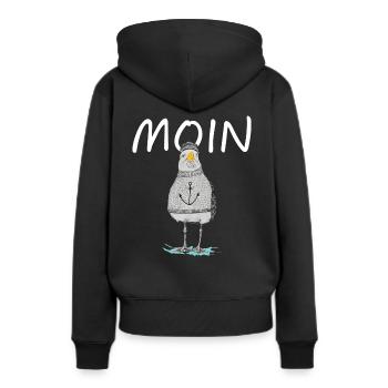 MOIN - MÖVE - Frauen Premium Bio Hoodie - Schwarz - Hinten - Julia (174cm)