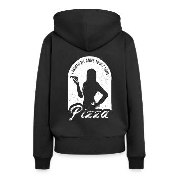 Gaming Pizza Gamer Girl Gaming Pizza Gamer Girl - Frauen Premium Bio Hoodie - Schwarz - Hinten - Julia (174cm)