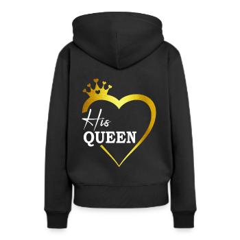 His Queen gold King Queen Pärchenoutfit - Frauen Premium Bio Hoodie - Schwarz - Hinten - Julia (174cm)