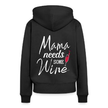Mama Wein Weinglas Entspannung Genuss Fun Sprüche - Frauen Premium Bio Hoodie - Schwarz - Hinten - Julia (174cm)